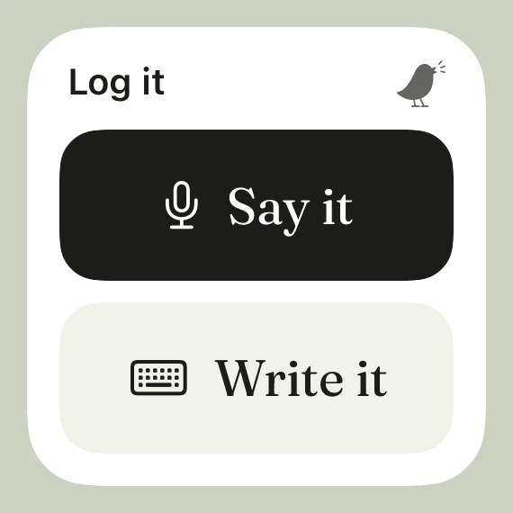 Chirp Log it widget with Say it and Write it shortcuts